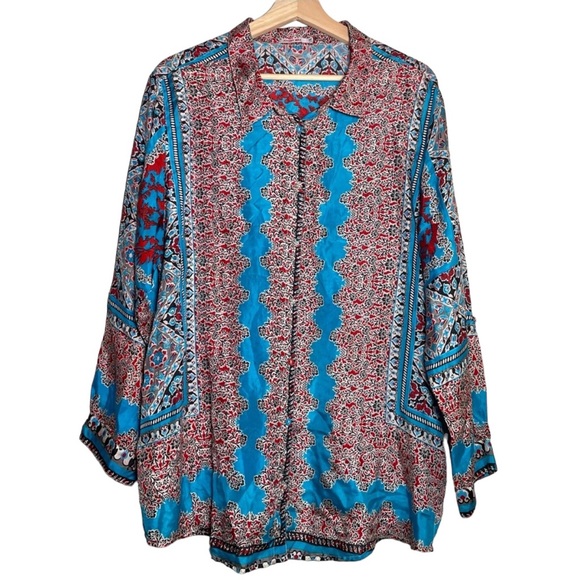 Johnny Was Tops - Johnny Was Silk Button Down Top. Size XL. VGUC
